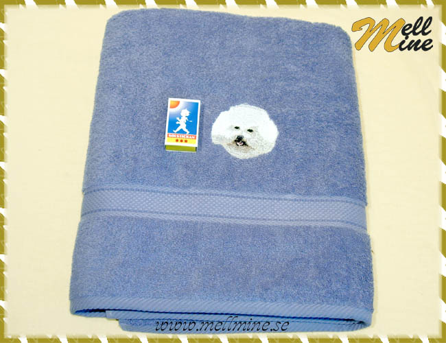 Broderat badlakan 90x150 cm, Bischon Fris� - duvbl�