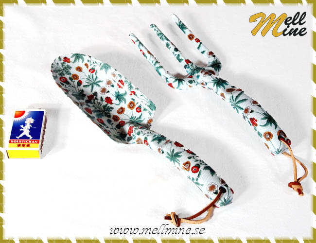 Blommig spade och kratta, vit/gr�n
