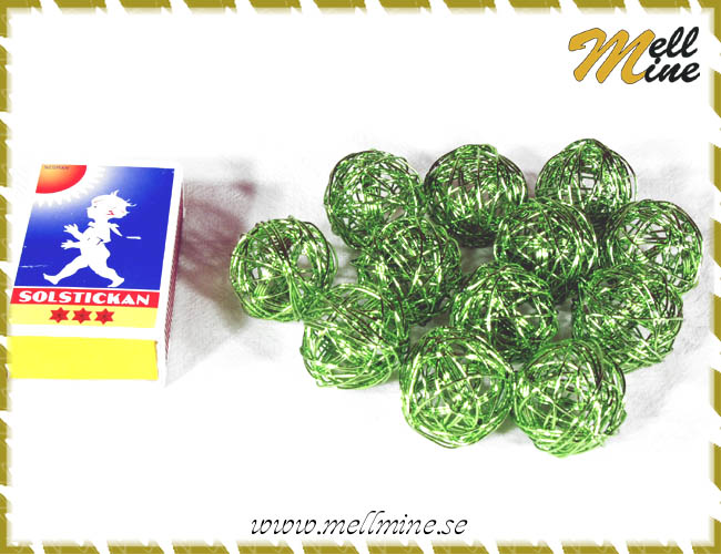 Dekorationsbollar, metall - gr�na 2,5 cm