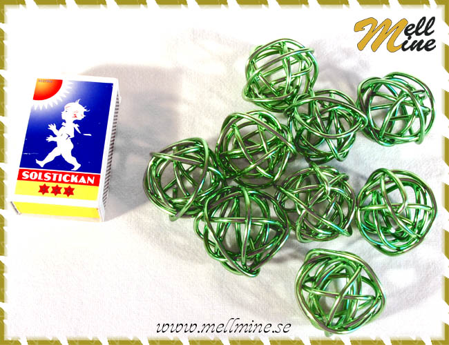 Dekorationsbollar, metall - gr�na 3,5 cm