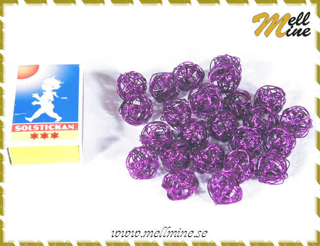 Dekorationsbollar, metall - lila 1,5 cm