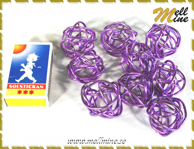 Dekorationsbollar, metall - lila 3,5 cm
