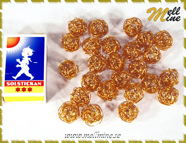 Dekorationsbollar, metall - orange/bronsf�rgade 1,5 cm