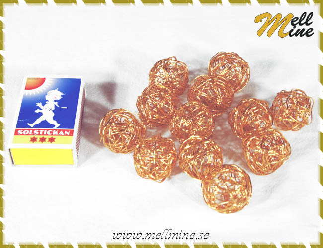 Dekorationsbollar, metall - orange/bronsf�rgade 2,5 cm