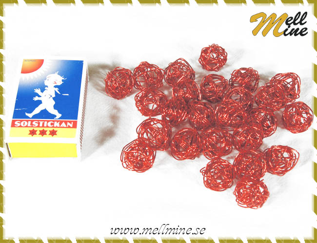 Dekorationsbollar, metall - r�da 1,5 cm