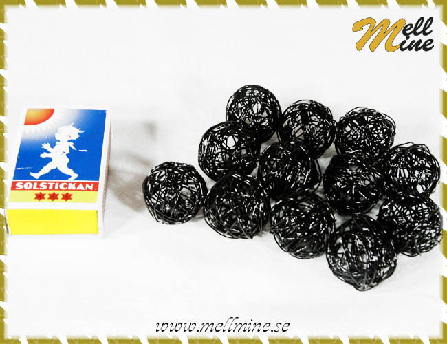 Dekorationsbollar, metall - svarta 2,5 cm