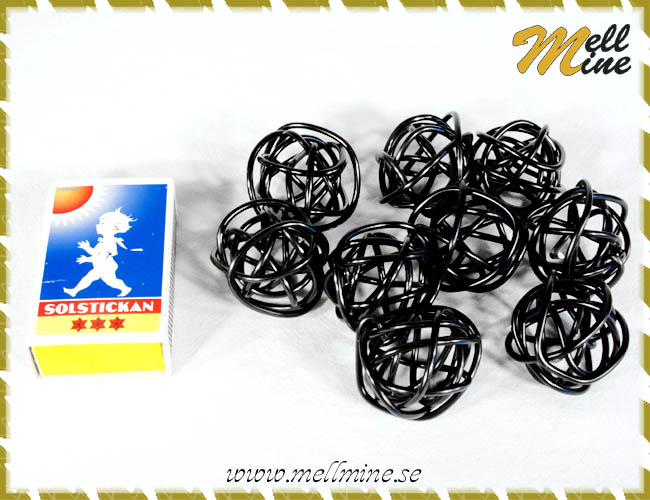 Dekorationsbollar, metall - svarta 3,5 cm