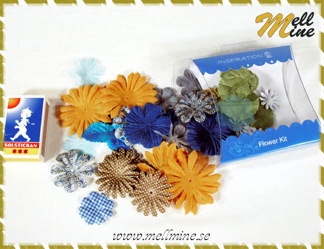 Blommor och blad Flowerkit - bl� f�rp. - ca 48 st.