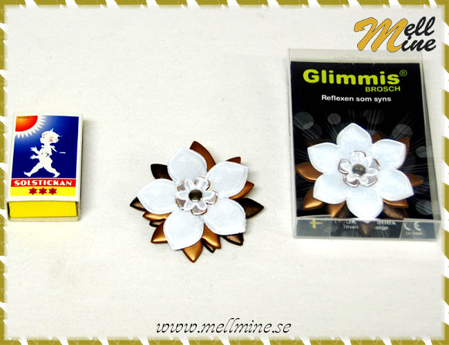 Glimmis / reflex brosch - vit/brons kantig