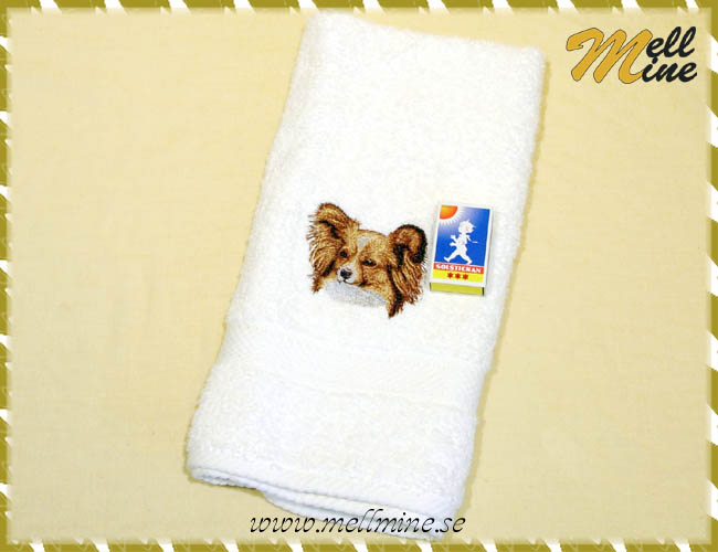 Broderad handduk 50x70 cm, Papillion - offwhite