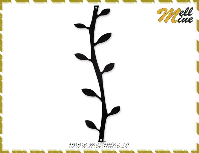 H�ngare/dekor i metall, blad - svart