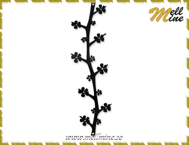 H�ngare/dekor i metall, blommor - svart