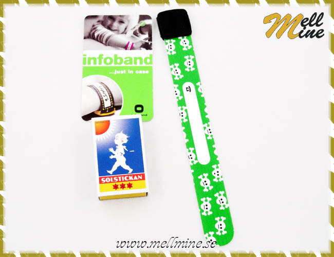 Infoband, gr�nt med d�dskallar