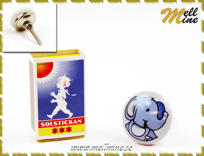 Knopp porslin - elefant