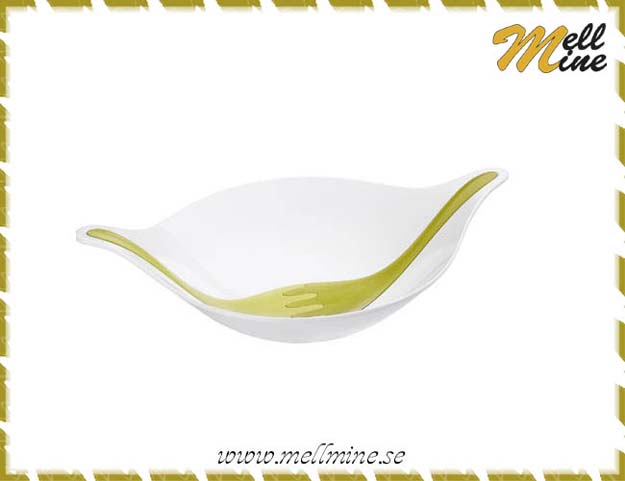 Salladssk�l med bestick Leaf XL, plast - vit