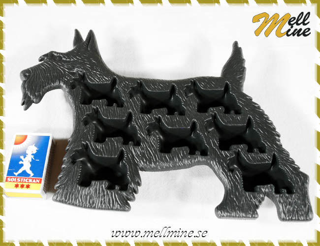 Isform i gummi, hund (scottie) - svart/m�rkgr�