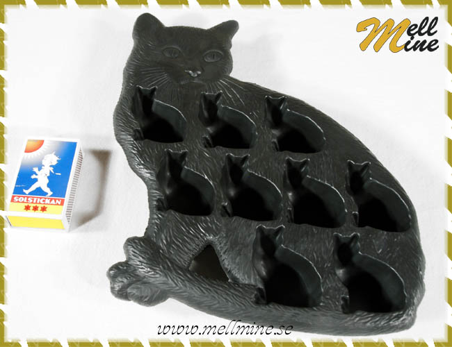 Isform i gummi, katt - svart/m�rkgr�