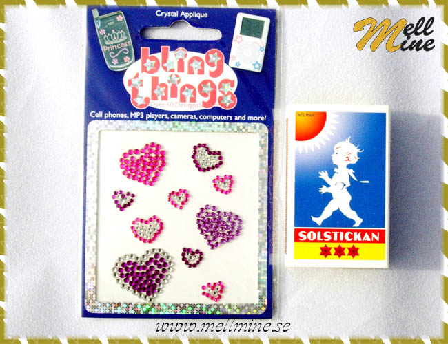 Mobilstickers / mobilkristaller - hj�rtan (cerise/lila/vit)