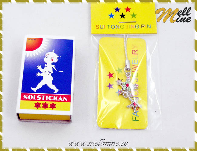 Mobilsmycke 2 stj�rnor - gr�n/rosa