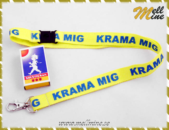 Nyckelband, KRAMA MIG - gul/gr�n botten