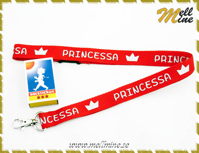 Nyckelband, PRINCESSA - r�d (glitter)
