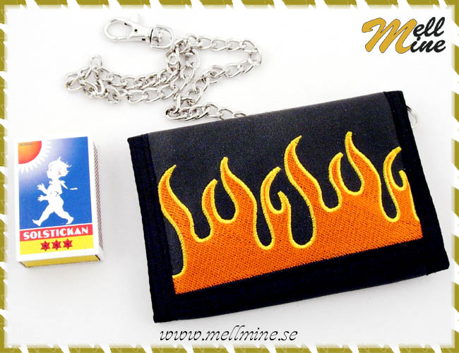 Pl�nbok med eldflammor, broderat motiv