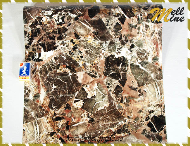 Dekorplast - marmor, svart/brun, bredd 45 cm (metervara)