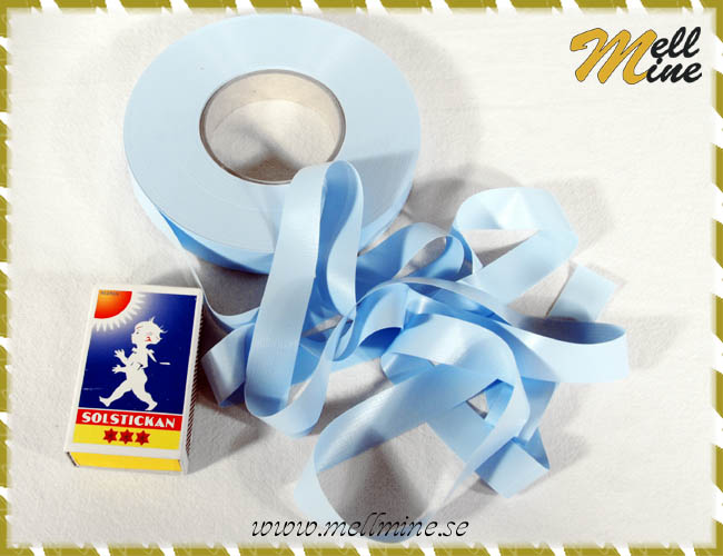 Plastband / plastremsa, ljusbl�tt - rulle 75 meter