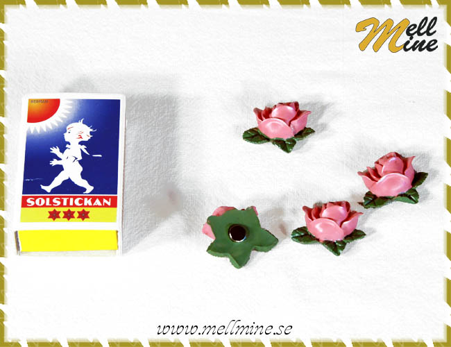 Magneter, 4-pack - rosa rosor