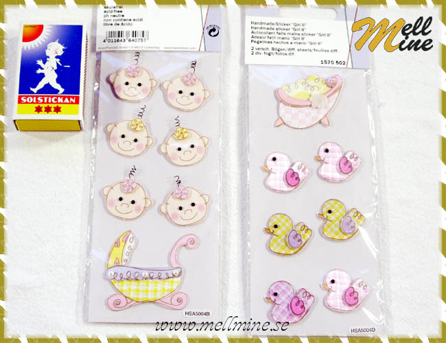 3D-stickers babyflicka - rosa