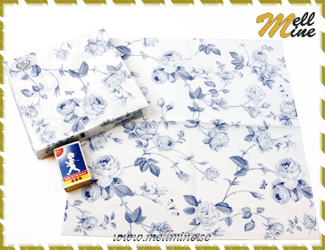20-pack servetter - rambling rose white blue
