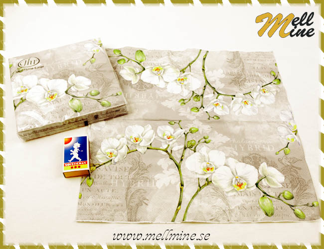 20-pack servetter - white orchids grey