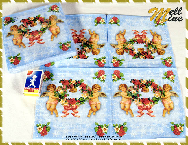 20-pack servetter, �nglar med blomkrans