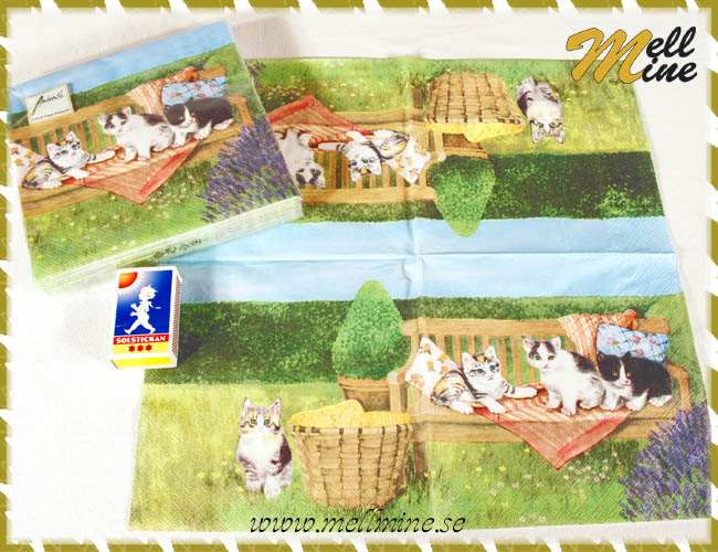 20-pack servetter, katter p� b�nk