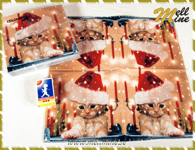 20-pack servetter, kattunge med tomteluva