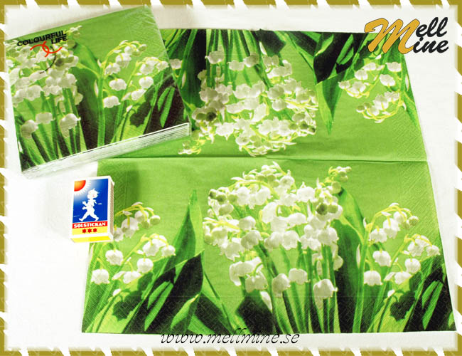 20-pack servetter, liljekonvaljer p� gr�n botten