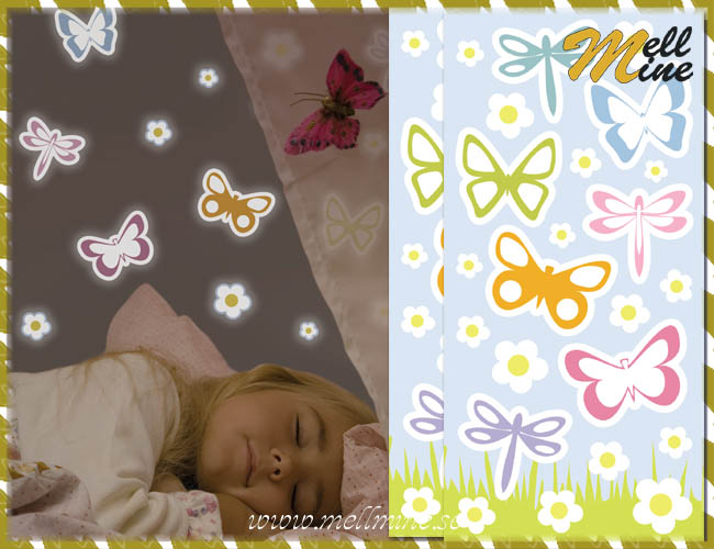 S Glow Decor, v�ggdekor - Butterflies (fj�rilar m.m.)