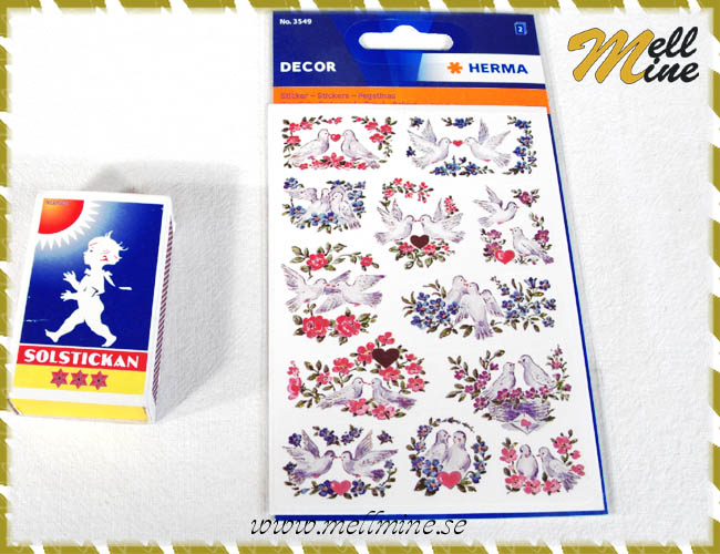 Stickers - duvor med guldf�rgad dekor
