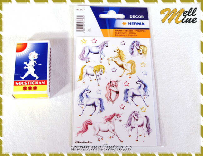 Stickers - enh�rningar med glitterdetaljer