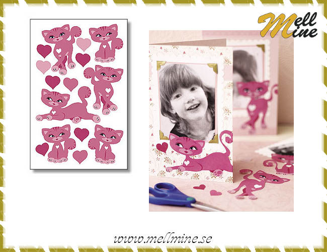 Wallies Self adhesive - Rosa katter (Kitty cats)