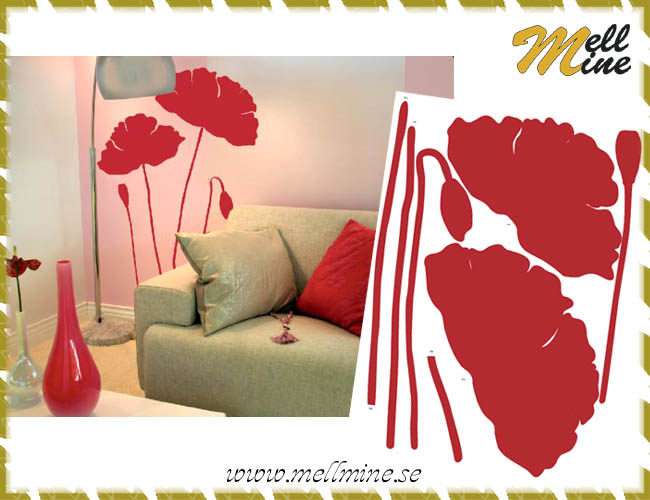XL Wall Decor, v�ggdekoration - Silhouette poppies (vallmo)